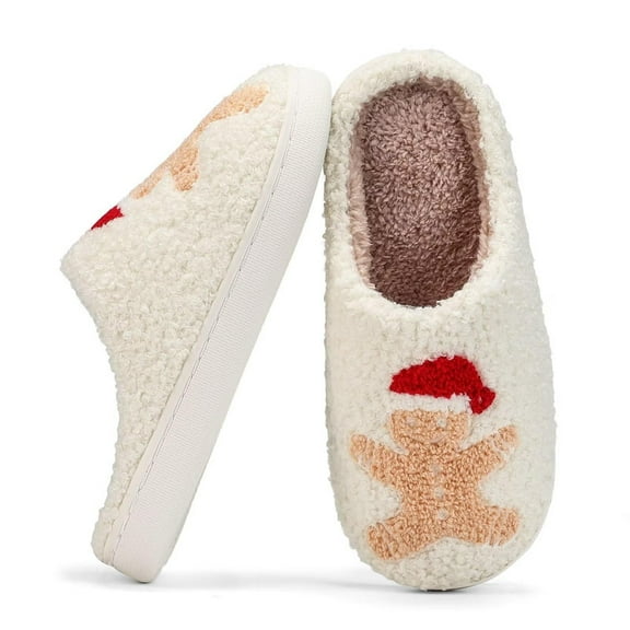 Ecetana Fuzzy House Slippers for Women Christmas Cozy Memory Foam Woman Slipper Indoor and Outdoor Winter Bedroom Shoes