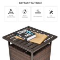 thumbnail image 3 of Brown Rattan Wicker Patio Coffee Table with Umbrella Hole - 21.75" Outdoor Side Table for Living Room, Garden & Poolside - Durable PE & Steel Design, 3 of 7