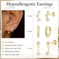 thumbnail image 7 of DESIGNICE 3 Pairs Dainty Small Earrings for Women,Birthstone Stud Huggie Hoop Jacket Stack for Cartilage Helix,Gold Plated Hypoallergenic Cute Women Fashion Accessories, 7 of 7
