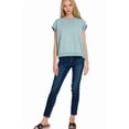 thumbnail image 4 of Zenana French Terry Round Neck Cap Sleeve T-Shirt, 4 of 5