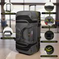 thumbnail image 3 of 30 Inch Rolling Duffle Bag with Telescopic Handle, Wheeled Duffel Bag with Drop-Bottom,  Large Luggage Bags for Travel, Grey/Green, TBL074, 3 of 10