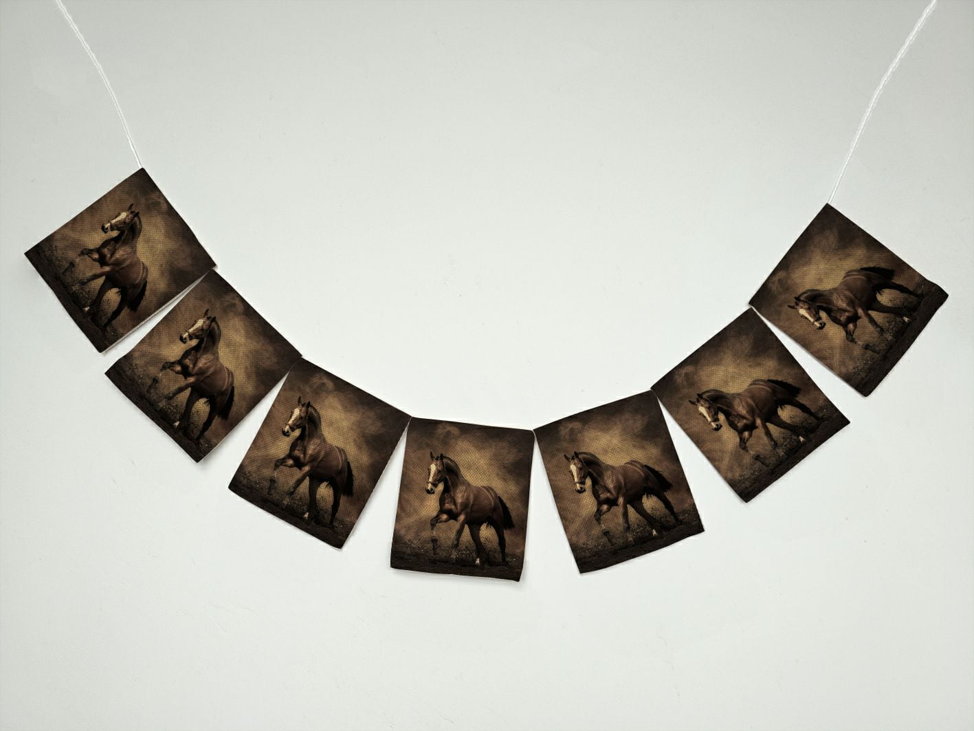 ZKGK Running Horse Banner Bunting Garland Flag Sign for Home Family Party Decoration