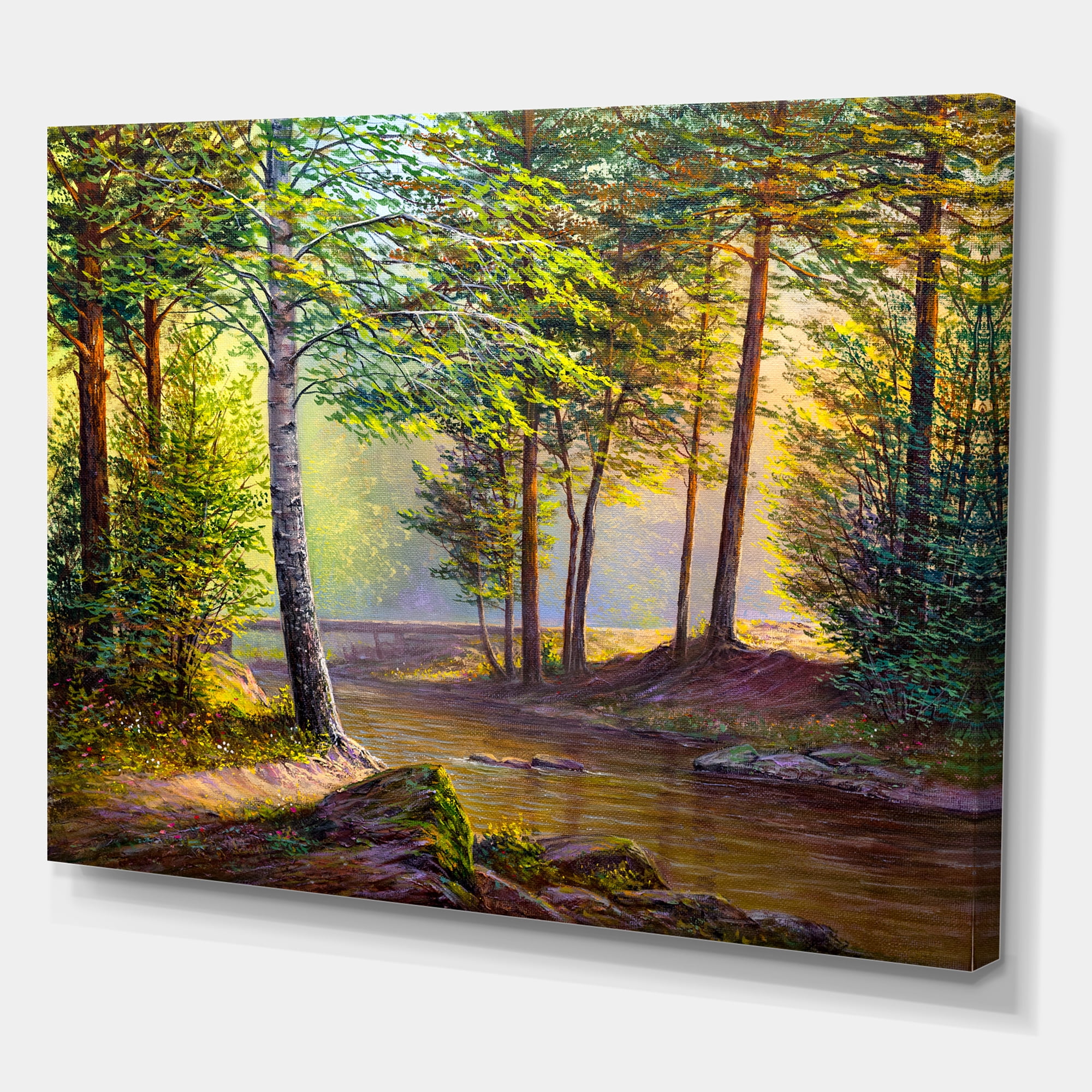 Designart ' Sunrise Glow Through The Awakening Fir Forest ' Traditional Canvas Wall Art Print