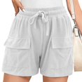 thumbnail image 2 of Daznico Women's High Waist Summer Shorts - Drawstring Elastic Rib Pajama Shorts with Pockets, Trendy Soft Comfort 2025,for Size L, 2 of 4