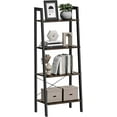 thumbnail image 2 of VASAGLE Ladder Shelf, 4-Tier Bookshelf, Storage Rack, Bookcase with Steel Frame, for Living Room, Home Office, Kitchen, Bedroom, Industrial Style, Hickory Brown and Matte Black, 2 of 6