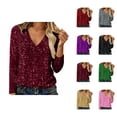 thumbnail image 1 of Hauts à Paillettes pour Femmes 2026 Mode de Printemps Manches Longues Col en V T-Shirts Décontractés à Paillettes Haut de Sortie Tenue de Rave, 1 of 8
