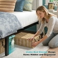 thumbnail image 3 of EnHomee Full Bed Frame with Storage Shelf Upholstered Platform Bed Frame with LED Lights Metal Bed Frame with Charge Station, Beige, 3 of 7