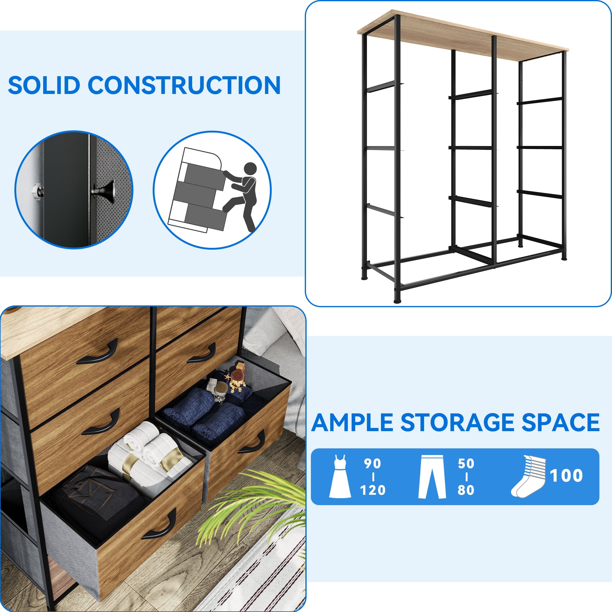 Uforic 8-Drawer Fabric Dresser for Adults, Chest of Drawers Storage Organizer for
