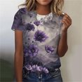 thumbnail image 2 of Summer Blouses Tops for Womens Plus Size Fashion Floral Print Shirts Loose Casual Pullover Short Sleeve T-Shirts Top, 2 of 4