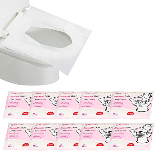 Disposable Flushable Paper Toilet Seat Covers Pocket Size for Kids Pregnant Mom Travel Hotel Public Toilets Hygienic Each Pack contains 10 Paper Seat Covers 10 Travel Packs 100 Covers 