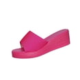 thumbnail image 2 of Women's Slipper Fashionable Casual Summer Solid Color Round Toe Wedge Heel Soft Comfort Breathable Lining Non-Slip Slides Personality Slip On Sandals for Women, 2 of 9