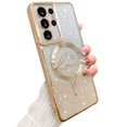 thumbnail image 1 of Zonrw Para Samsung Galaxy S21 Ultra Funda Magnética Para Mujer Niña Suave Lindo Lujo Amor Corazón Chapado Bling Degradado Brillo Claro Funda Para Teléfono Compatible Con Magsafe Contraportada A Prueba, 1 of 5