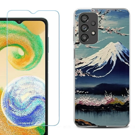 Shockproof Fashion Phone Case for Samsung Galaxy A23 5G, with Tempered Glass Screen Protector, by OneToughShield ® - Fuji Blossom