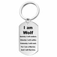 thumbnail image 2 of EGNMCR Keychains Stainless Steel Wolf Men's Pendant Necklace With Double-sided Lettering Military Dog Tag Key Chain Key buckle, 2 of 3