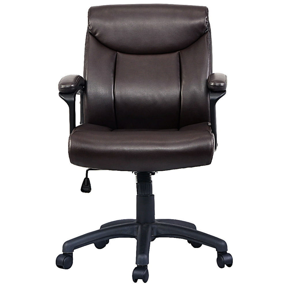 Goplus Ergonomic PU Leather MidBack Executive Computer Desk Task