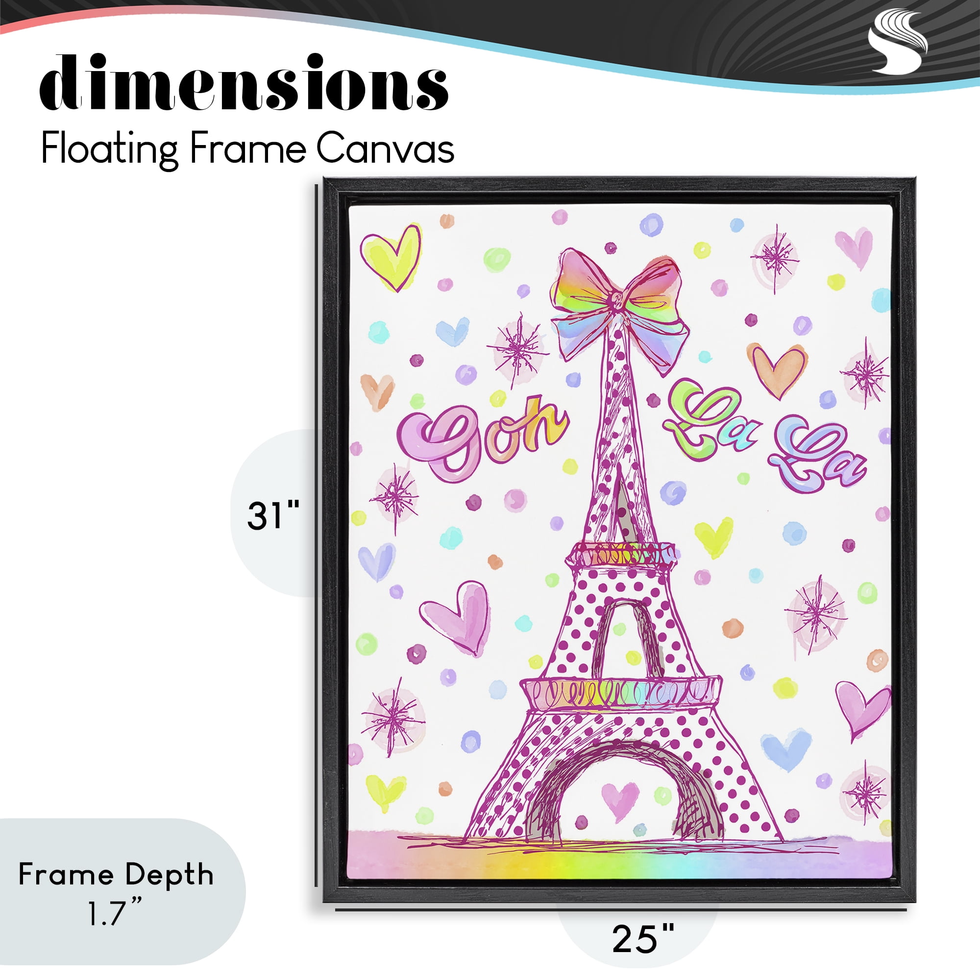 Stupell Industries Bright Pastels Eiffel Tower Black Framed Floater Canvas Wall Art, design by Jess Stempel