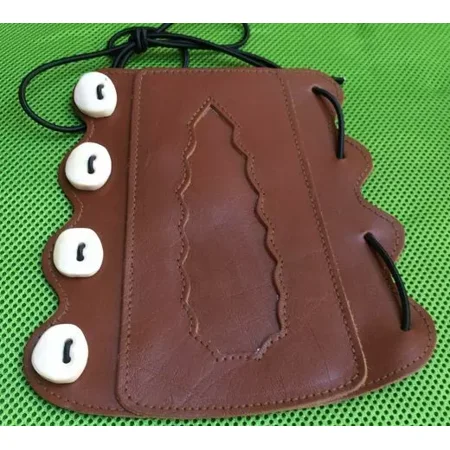 Archery Leather Arm Guard with Bone Buttons Durable Protective Arm Bracer for Archers Adjustable Fit for Shooting