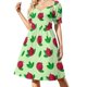 thumbnail image 4 of Granados rojos con hojas verdes Vestido de manga corta vestidos de cumpleaños para mujer ropa, 4 of 8