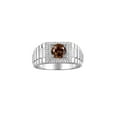 thumbnail image 1 of RYLOS Men's Ring Sterling Silver Ring, 7MM Round Shape Gemstone Designer Style Rings Smoky Quartz June Birthstone Rings Silver Size 11, 1 of 7