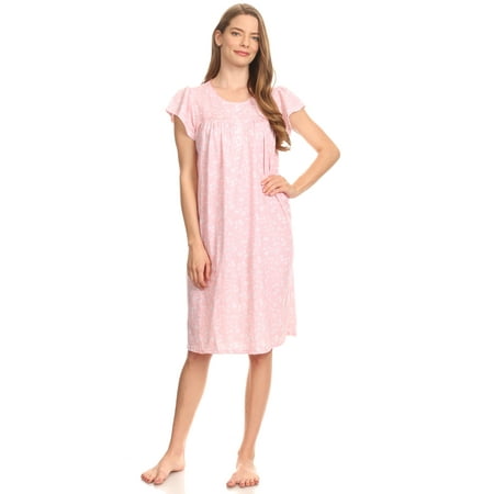 

Lati Fashion Women Nightgowns Short Sleeve Female Nightgowns & Sleepshirts Pink XXXL