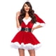 thumbnail image 1 of Conjunto de disfraz de 2 piezas de señora Claus - Vestido con capucha de terciopelo y cinturón para Navidad$Disfraz de Papá Noel Traje de Papá Noel para mujer Costo del vestido de lujo navideño, 1 of 3