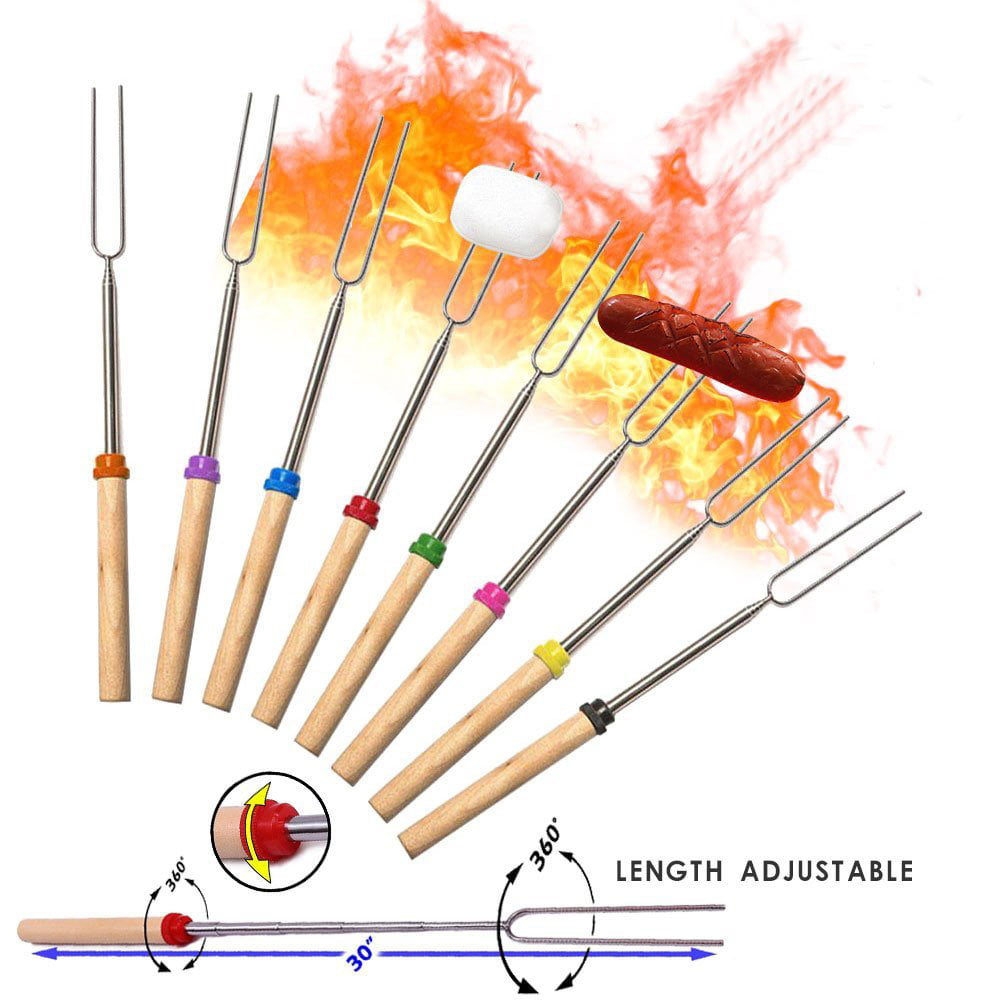 Details about   Marshmallow Roasting Sticks Set of 8 Telescoping Smores Skewers & Hot Dog Forks 