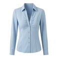 thumbnail image 5 of StSilkitty Button down Shirts for Women Solid Color Long Sleeve Collared Blouses Lightweight Dressy Casual Tops, 5 of 6