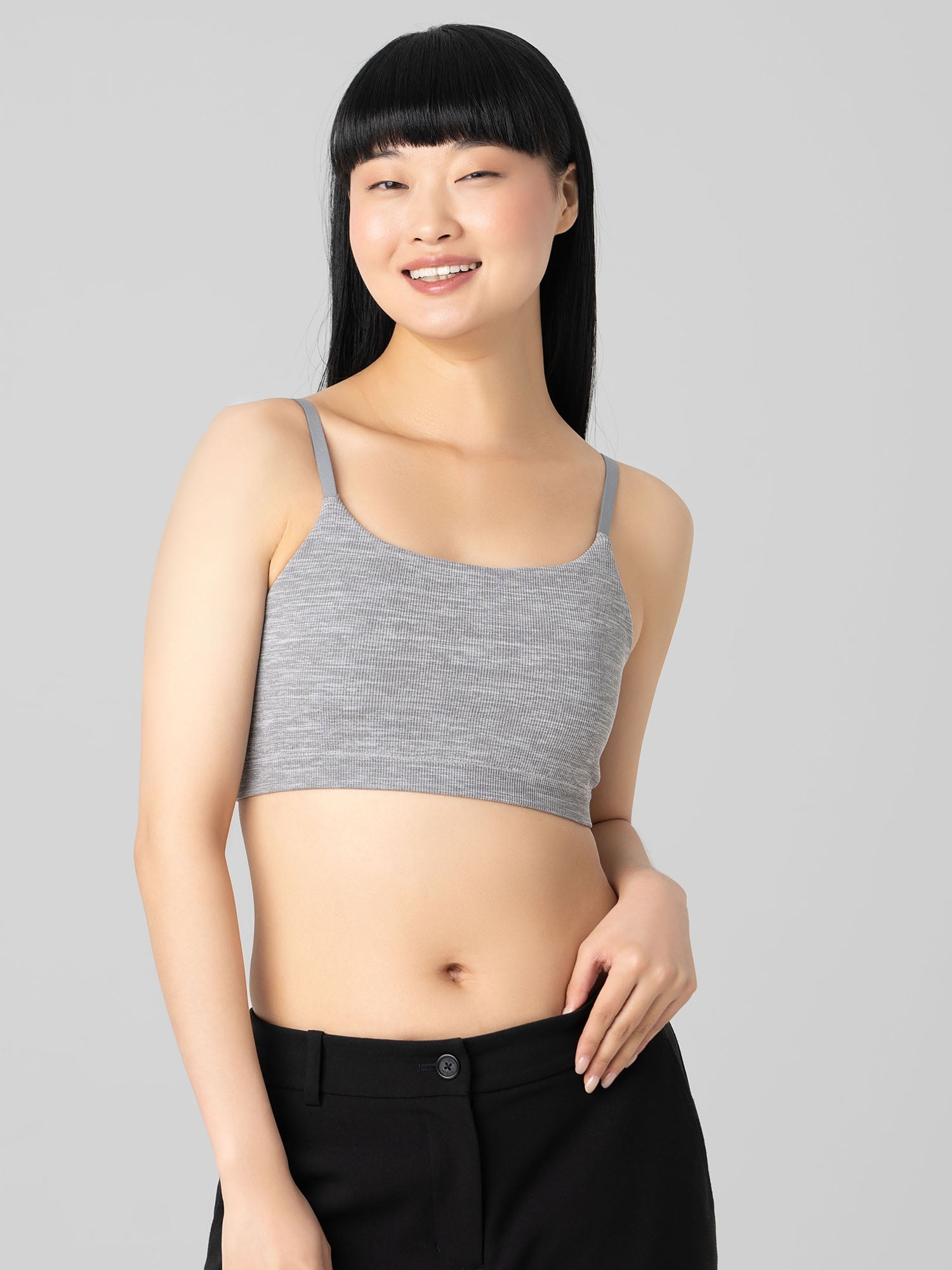 No Boundaries Women's Seamless Ribbed Cami Bralette, Sizes XS-XXXL