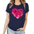 thumbnail image 5 of Fesfesfes Women's Short Sleeve Tops Women's Lover Love Printed T-shirt Round Neck Short Sleeved Top Womens Basic Tee 2XL(US:12), 5 of 5
