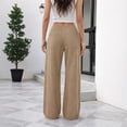 thumbnail image 5 of Stralyhd Wide Leg Women Jeans Elastic Waist Low Rise Denim Pants Spring Summer Casual Jean Baggy Lightweight Straight Palazzo Pants Khaki M, 5 of 5