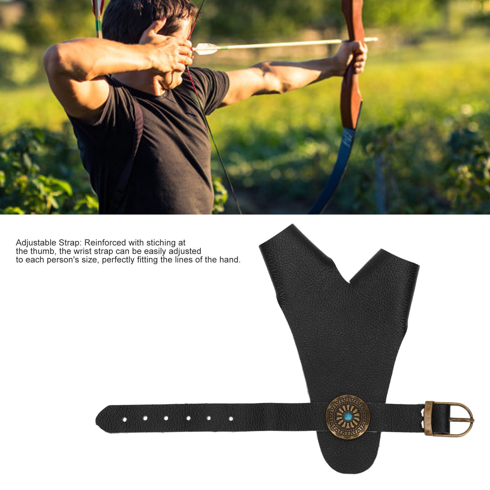 Gant De Protection Pour Tir à L'arc En Cuir PU - Réglable, Respirant - Pour Arc Traditionnel Et Loisirs - 7