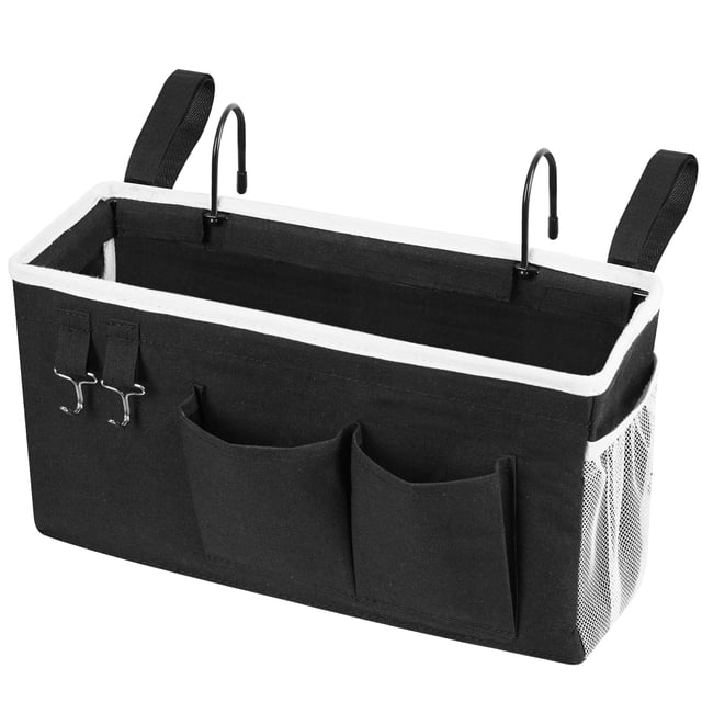 Loghot - Organizador Para Colgar En La Cama, Para Literas Y Camas De Hospital, Dormitorios, Barandillas De Cama, Se Pueden Colocar Gafas, Libros, Teléfonos Móviles, Llaves (Negro)