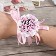 thumbnail image 4 of Hermosa cinta de mano flor nupcial dama de honor muñeca ramillete decoraciones de boda de graduación (rosa), 4 of 4