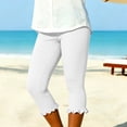 thumbnail image 5 of Wide Leg Capris Loose for Women New Women’s Ruffle Hem Capris, Elastic Waist Slim Fits Capri Legging, Pull on Yoga Fitness Cropped Pants White L, 5 of 7
