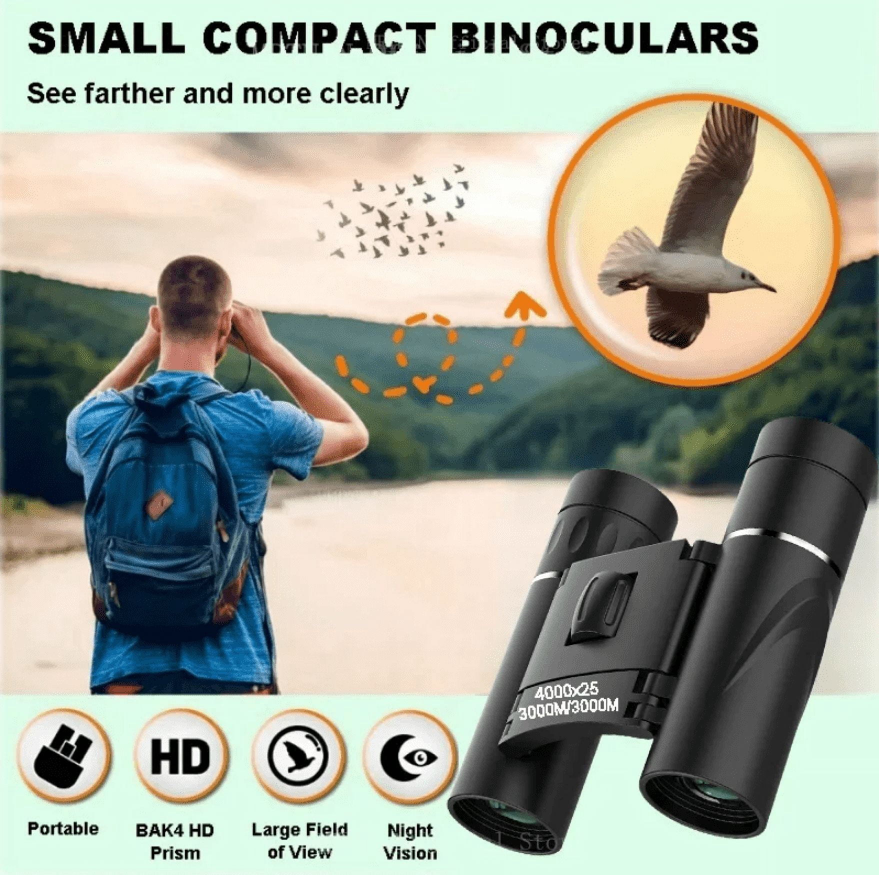 4000X25 Zoom HD Binoculars Telescope Powerful Portable Folding Long-Distance Vision Hunting Outdoor Camping Sports