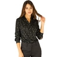 thumbnail image 1 of Blusa de estrellas con lunares brillantes dorados de manga larga metálica vintage para mujer Negro L, 1 of 6