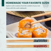 Soeos Beginner Sushi Making Kit, 10 Piece Bamboo Sushi Kit with 2 Bamboo Rolling Mats, 5 Pairs Chopsticks, Paddle, and Spreader