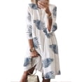 thumbnail image 1 of Haite Women Butterfly Print Midi Dress Casual Loose Baggy Dress 3/4 Sleeve Beach Party Dress, 1 of 2