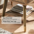 thumbnail image 5 of Hyxoo Mid Century Modern End Table for Living Room, Rustic Oak Small Side Tables with Charging Station, Outlets and USB Ports, Wood Nightstand with Storage Drawer and Open Shelf,Rustic Oak, 5 of 7