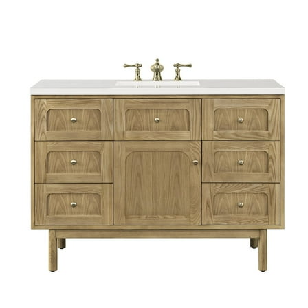 James Martin Vanities 48" Single Vanity, Light Natural Oak w/ 3 CM White Zeus Top