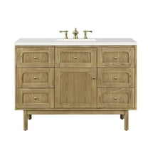 James Martin Vanities 48" Single Vanity, Light Natural Oak w/ 3 CM White Zeus Top