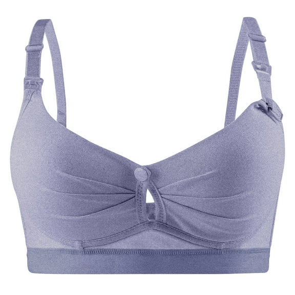 Seamless Bras Women Seamless Bra Feature V-Neck Wire-Free Bra Style W-1398 Blue 42