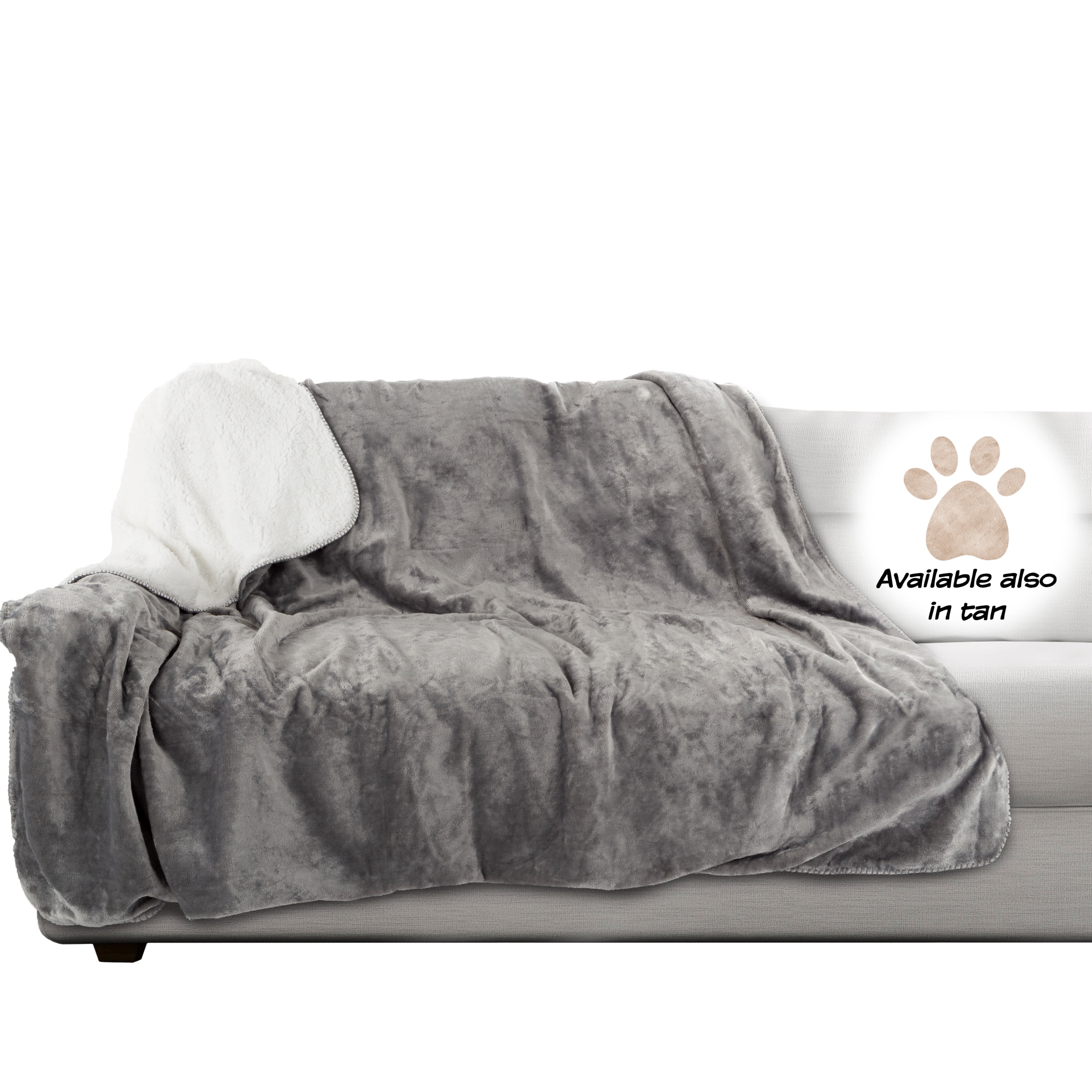 PETMAKER 60x70-Inch Reversible Sherpa Fleece Waterproof Dog Blanket (Gray)
