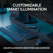 لوحة مفاتيح Logitech MX Keys S الرئيسية - اتصال لاسلكي - بلوتوث - 32.81 قدم - واجهة USB - Windows 10، Windows 11، macOS 10.15، ChromeOS، Linux، iPadOS 14، Android 8.0 - الإنجليزية - دفتر...