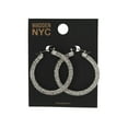 thumbnail image 2 of Madden NYC Women's Rhodium Pavé Hoop Earrings, 2 of 3