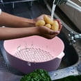 thumbnail image 4 of Double Layer Plastic Washing Basin Large Capacity Kitchen Sink Basket Dish Drying Rack Organizer for Fruits Vegetables Efficient Drainage Space Saving, UKHBMC | Purple, 4 of 9