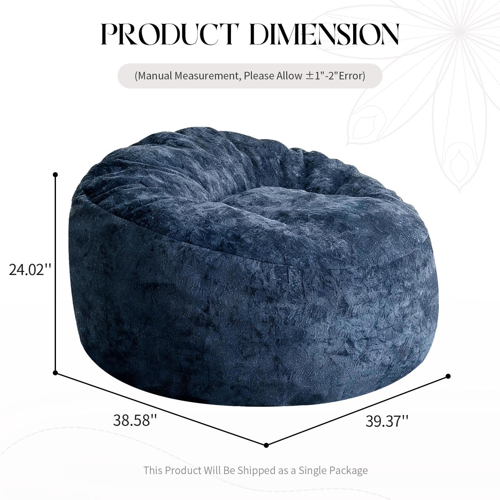 Hommoo Ultra-Comfort Ergonomic Bean Bag Chair Lounge Chair, with Adjustable High-Elasticity Inner Filling and Detachable Washable Cover, for Living Room, Bedroom & Balcony, Blue