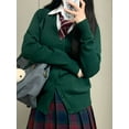 thumbnail image 2 of jinghuiyue Women Sweater Cardigans V Neck Knitted Uniform Button up Long Sleeve JK Top Clothing with Pockets L, 2 of 5