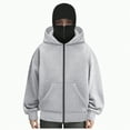 thumbnail image 4 of Towmus Balaclava Hoodie Zippe, Double Hooded Zip Jacket, Built-In Eye Mask, Full Zip Hooded Sweatshirt, Unisex, 4 of 5