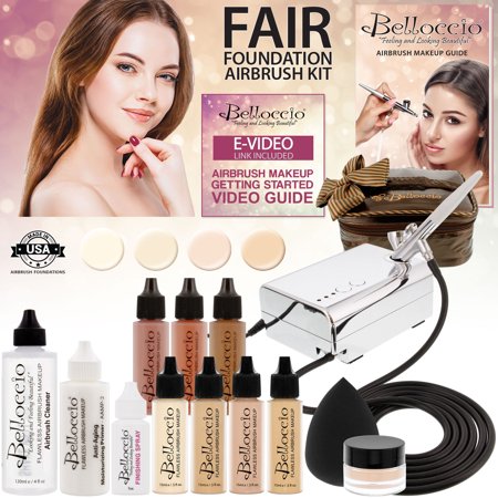 Belloccio Professional BEAUTY DELUXE Airbrush Cosmetic Makeup System with 4 FAIR Shades of
